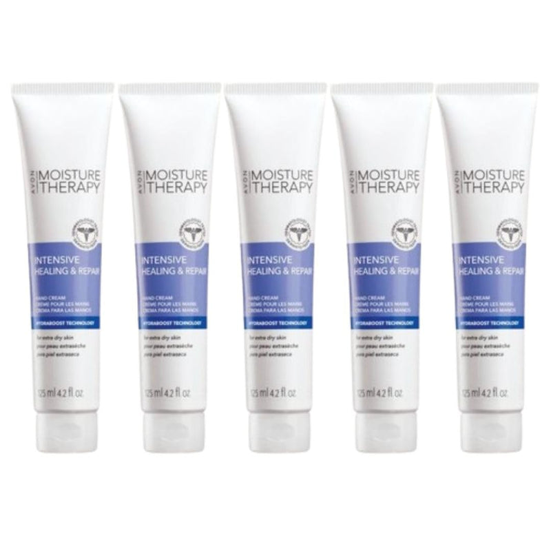 [Australia] - Avon Moisture Therapy Intensive Healing & Repair Hand Cream Lot of 5, 4.2 fl. oz. Each – Deep Hydration for Dry, Cracked Skin, Fragrance-Free, Hypoallergenic, 4.2 Fl Oz (Pack of 5) 