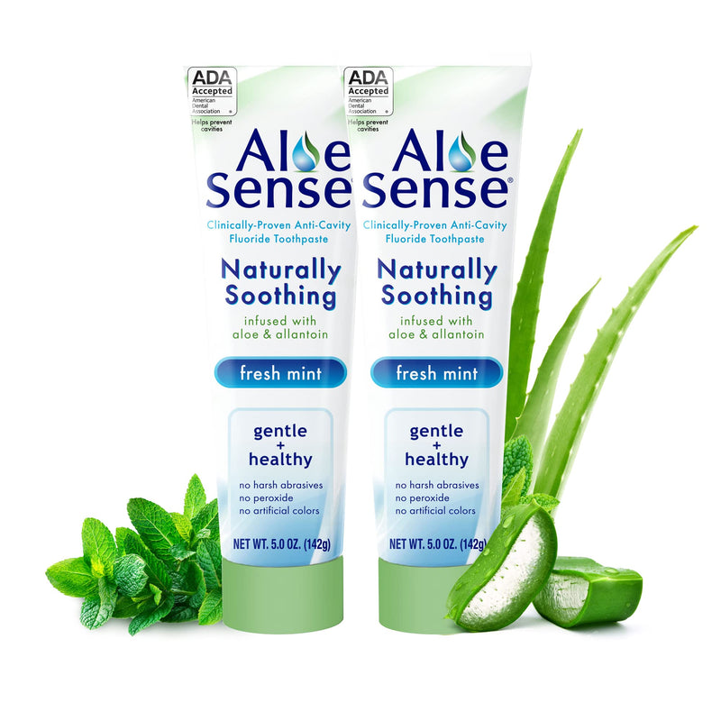 [Australia] - Naturally Soothing Toothpaste for Sensitive Teeth and Gum Care with Aloe Vera, Allantoin & Fresh Mint Flavor, Gentle & Natural, ADA Approved (5-oz, 2 Count) 5 Ounce (Pack of 2) 