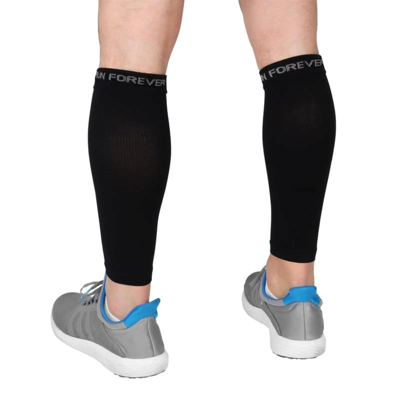 [Australia] - Run Forever Calf Compression Sleeves for Men and Women - Leg Compression Sleeve - Footless Compression Socks for runners Large Black 