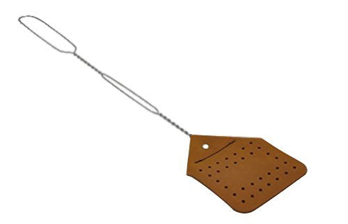 [Australia] - Leather Fly Swatter Set (1 Pack) – 17” Amish-Made Fly Swat w/Real Leather Paddle – Fly Swatters Multi Pack w/Metal Handle – Bug Swatter, Mosquito Swatter, Wasp Swatter (Brown) 1 Pack Brown 