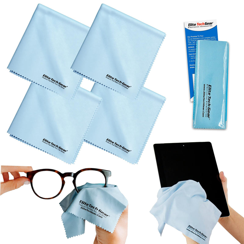[Australia] - Microfiber Cloth - 4-Pack, 12" x 12" Oversized Cleaning Cloths. Washable and Durable Microfiber Cleaning Cloth for Glasses, Lenses, Electronics and Screens. High Tech Quality Material Light Blue 4-Pack "OVERSIZED" 