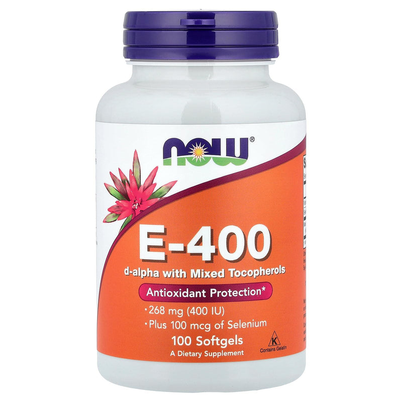 Now Foods E-400 D-Alpha with Mixed Tocopherols, 268 mg (400 IU), 100 Softgels