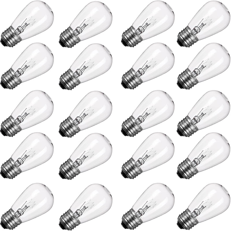 [Australia] - S14 Incandescent Edison Light Bulbs - 11W Vintage Clear Glass Bulbs with E26 Medium Screw‐Base, Warm Filament Replacement Bulbs for Outdoor Patio Garden String Lights, 20 Pack 