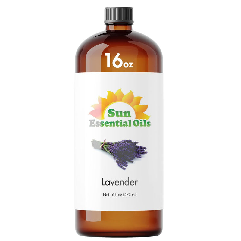 [Australia] - Sun Essential Oil - Lavender Essential Oil 16 oz (473 ml) for Diffuser, Humidifier, Skin, Aromatherapy Massage, Scented for Soap & Candle Making at Home, Calming Aroma for Sleep 16 Fl Oz (Pack of 1) 