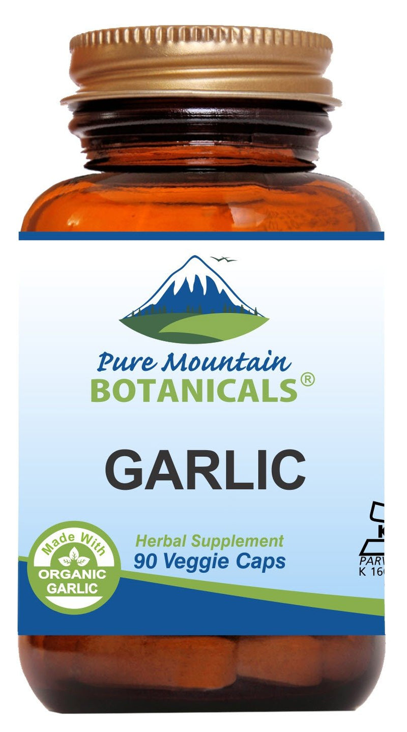 [Australia] - Pure Mountain Botanicals Garlic Pills - Kosher Vegan Capsules with 500mg Organic Garlic Allium Sativum Supplement 
