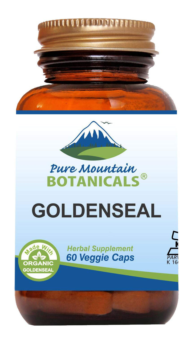 [Australia] - Pure Mountain Botanicals Goldenseal Capsules - Kosher Vegan Caps with 250mg Organic Goldenseal Root Supplement 
