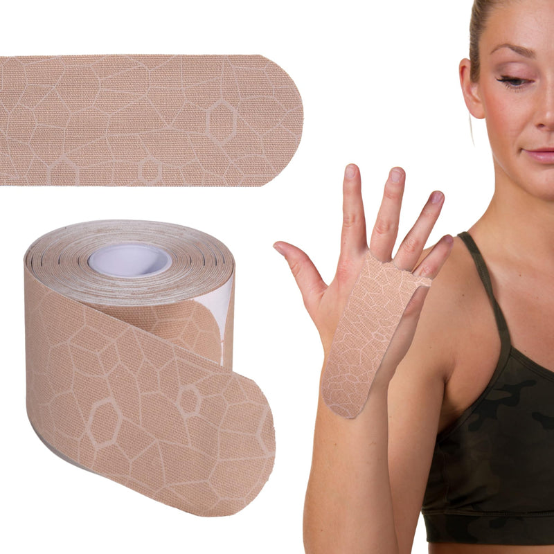 THERABAND Kinesiology Tape, Beige/Beige, 1 Roll, with XactStretch Indicators, Long-Lasting Athletic Tape for Shoulder, Back & Knee, Latex-Free & Water Resistant for Men and Women, Pre-Cut