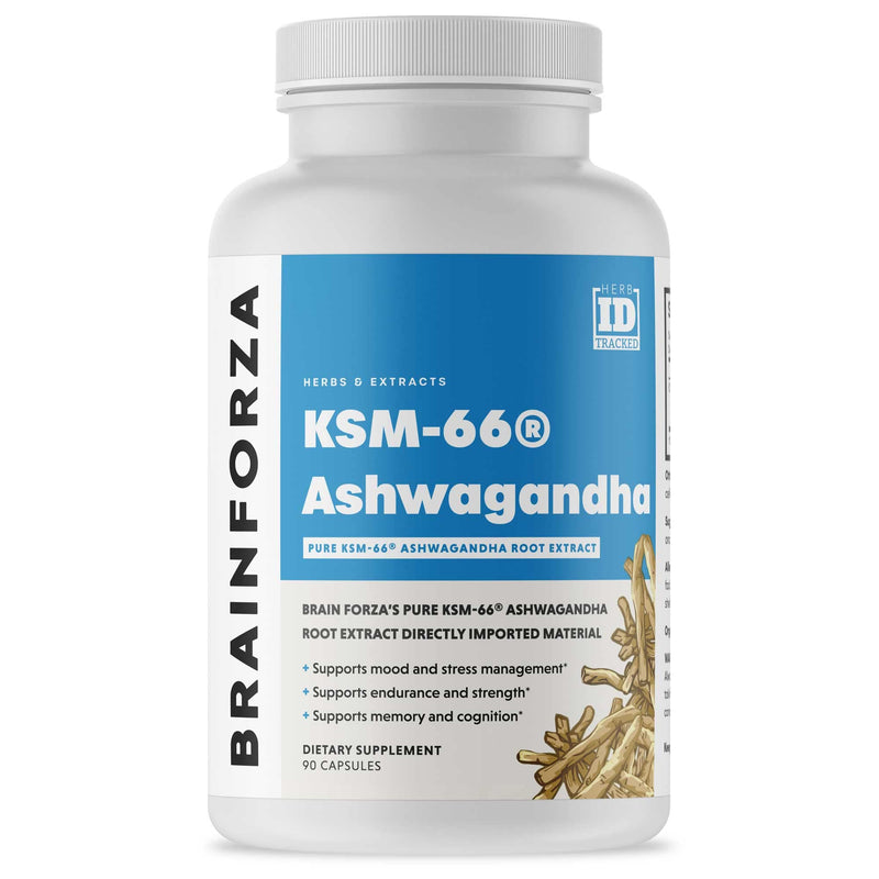 [Australia] - Brain Forza KSM-66 Ashwagandha Organic Pure Root Extract, Strongest 1,000mg Dose, High Potency 5% Withanolides, Hormone Health, Cognitive Support, Organic, Non-GMO, 90 Capsules 