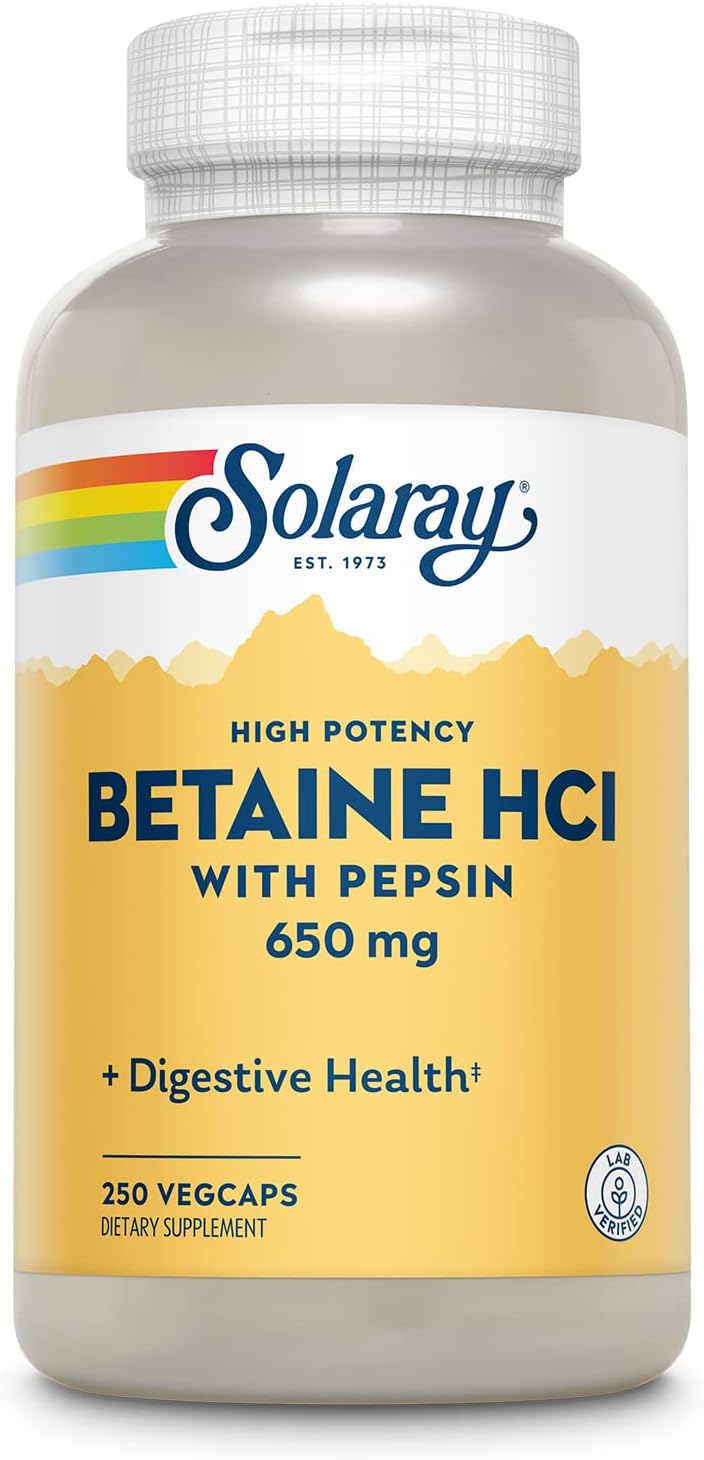 [Australia] - Solaray HCl w/Pepsin High Potency 650mg Caps 250 