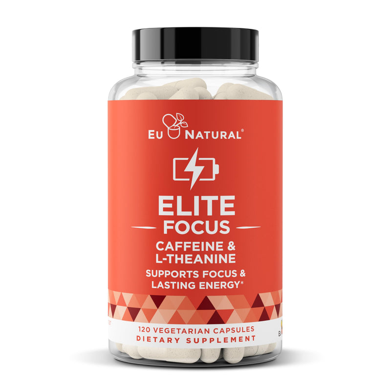 [Australia] - Elite Caffeine Pills with L-Theanine – Jitter-Free Focused Energy Supplements – Clean & Natural Nootropic Stack for Smart Cognitive Performance – 120 Soft Capsules 