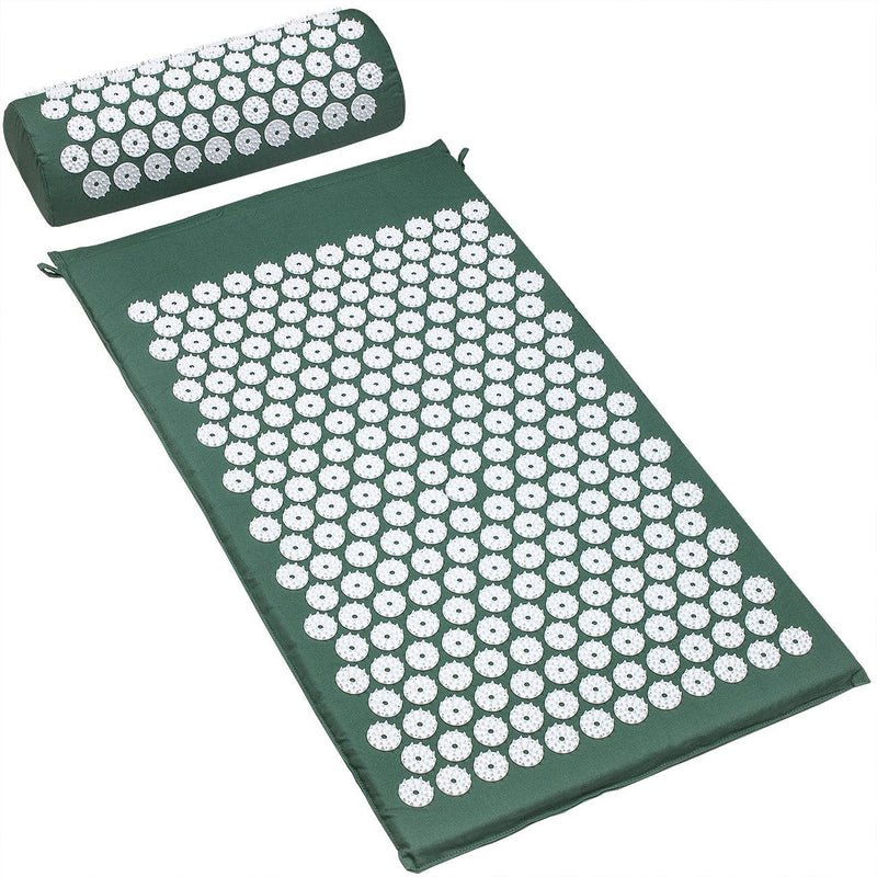 [Australia] - Sivan Back and Neck Pain Relief Acupressure Mat and Pillow Set, Chronic Back Pain Treatment - Relieves Your Stress of Lower Upper Back and Sciatic Pain - Green 