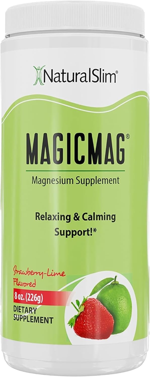 [Australia] - NaturalSlim Magicmag Pure Magnesium Citrate Powder – Stress, Constipation, Muscle, Heart Health, and Sleep Support | Natural Strawberry & Lime Flavored Magnesium Supplement - 8oz Drink Mix (Solo) Strawberry Lime 8 Ounce (Pack of 1) 