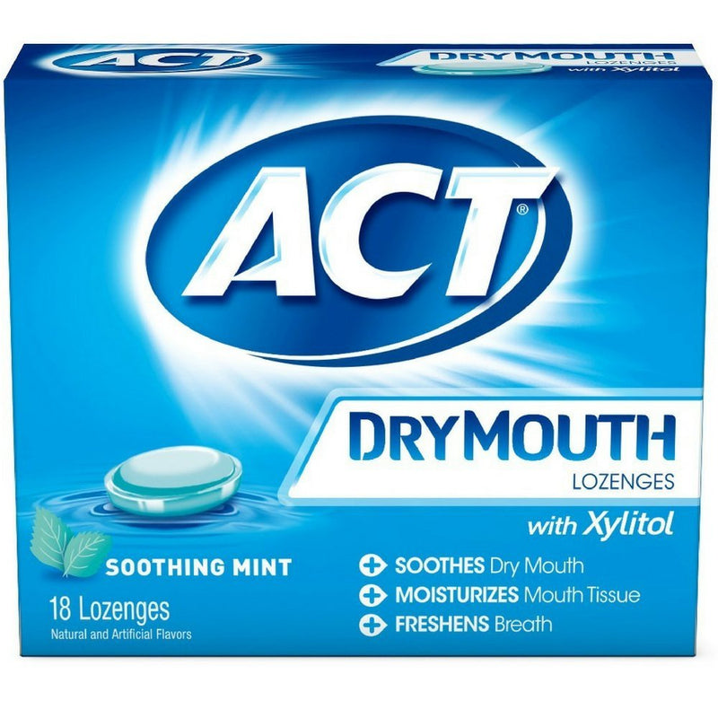 [Australia] - ACT Dry Mouth Soothing Mint Lozenges 18 ea ( Pack of 4) 