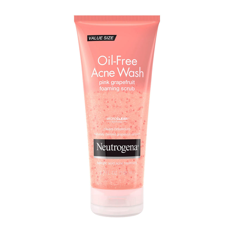 Neutrogena Oil Free Pink Grapefruit Acne Face Wash with Vitamin C, 2% Salicylic Acid Acne Treatment, Gentle Foaming Vitamin C Facial Scrub to Treat & Prevent Breakouts, 6.7 fl. oz 6.7 Fl Oz (Pack of 1)