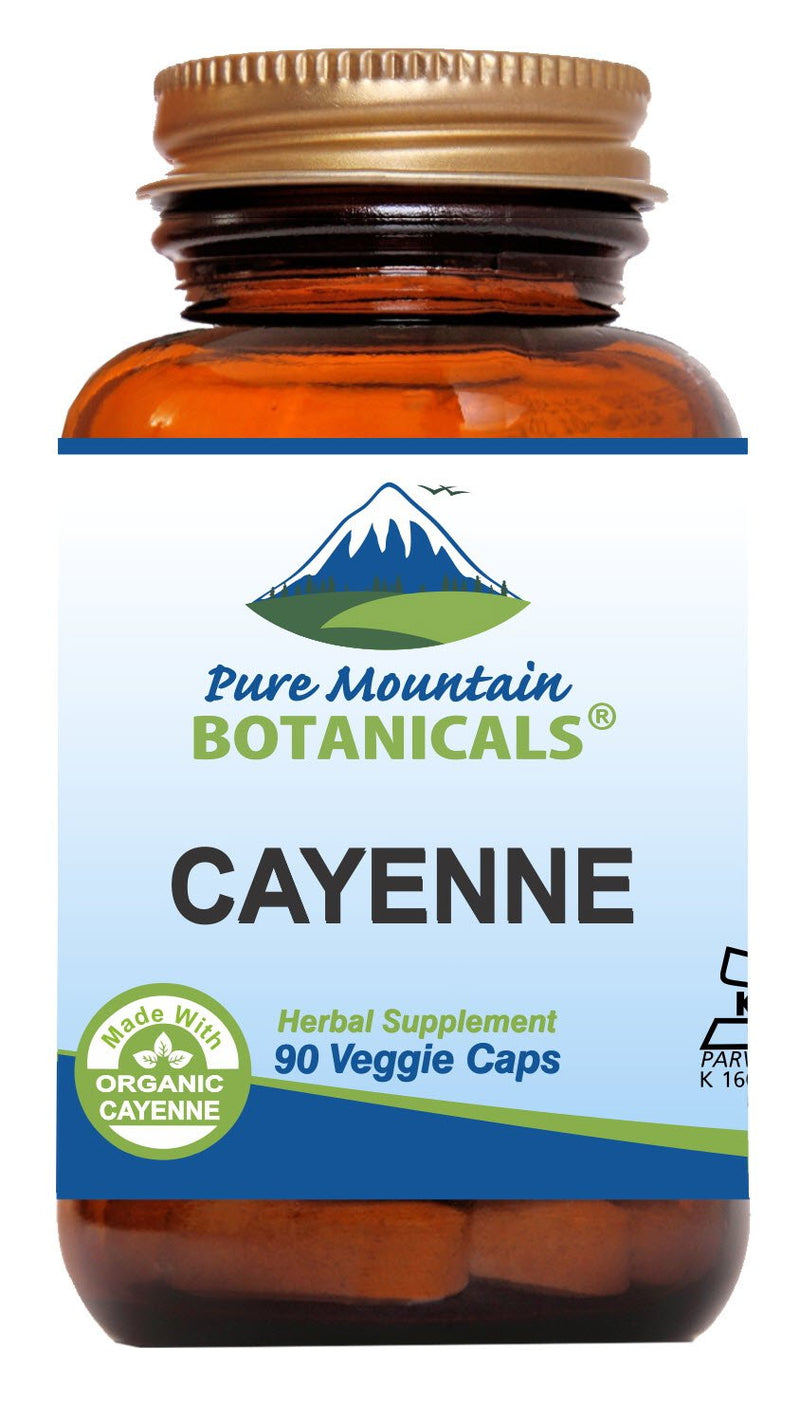 [Australia] - Pure Mountain Botanicals Cayenne Pepper Capsules - 90 Kosher Vegan Caps with 500mg Organic Cayenne Pepper with Capsaicin 