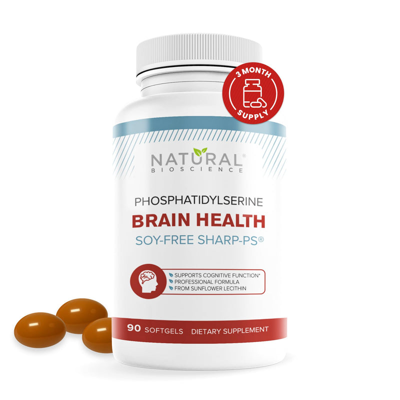 [Australia] - Soy Free Phosphatidylserine 100mg - Phosphatidylserine Supplement from Sunflower Lecithin, Patented Sharp PS100, Brain Health, Memory Aid, Cortisol Control, Mental Sharpness, Non GMO, 90 Softgels 90 Count (Pack of 1) 