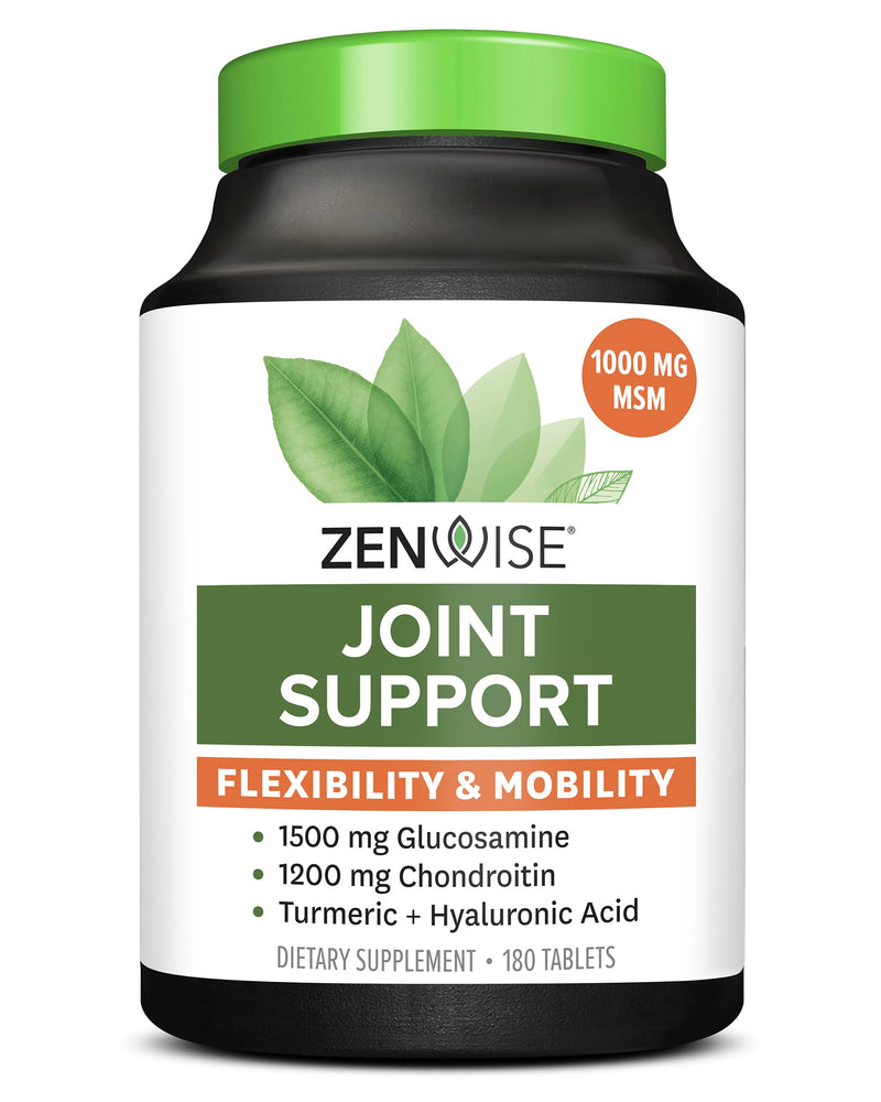 [Australia] - Zenwise Health Glucosamine Chondroitin MSM - Joint Support Supplement with Turmeric for Hands, Back, Knee, and Joint Health, Advanced Relief for Bone and Joint Flexibility and Mobility - 180 Capsules 180 Count (Pack of 1) 
