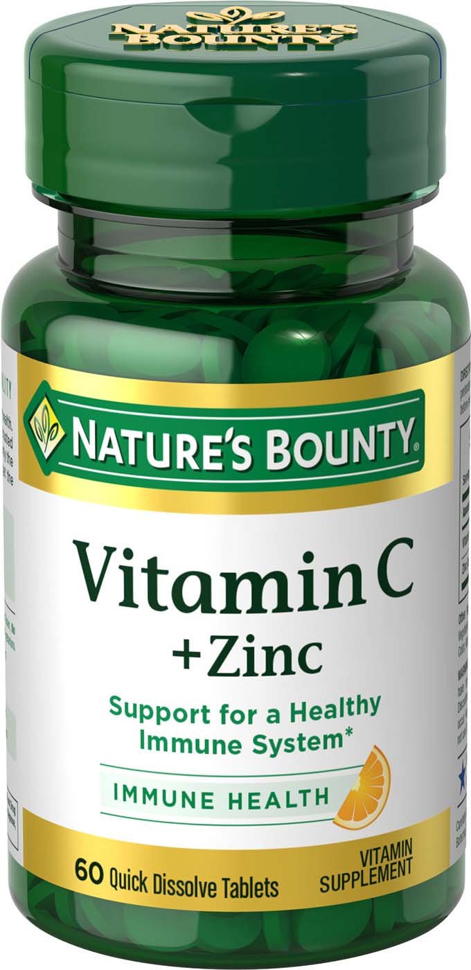 [Australia] - Nature's Bounty Vitamin C + Zinc, Vitamin Supplement, Supports Immune Health, 60 mg, 60 Tablets 60 Count (Pack of 1) 