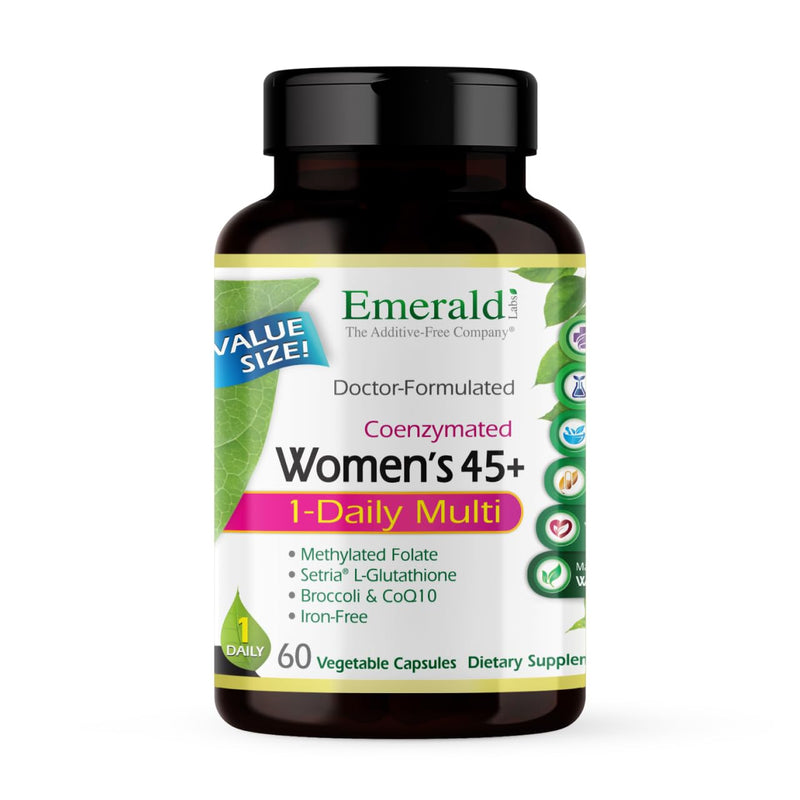 EMERALD LABS Women's 45+ 1-Daily Multi - Complete Multivitamin for Comprehensive Support, Bone & Heart Health* - Designed for Women 45+ - Gluten-Free & Vegetarian- 60 Vegetable Capsules 60 Count (Pack of 1)