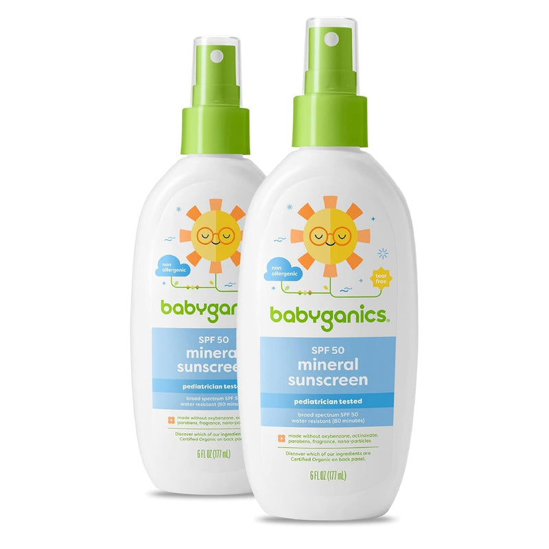[Australia] - Babyganics SPF 50 Baby Sunscreen Spray | UVA UVB Protection | Octinoxate & Oxybenzone Free | Water Resistant, Unscented, 6 Fl Oz (Pack of 2) 6 Fl Oz (Pack of 2) 