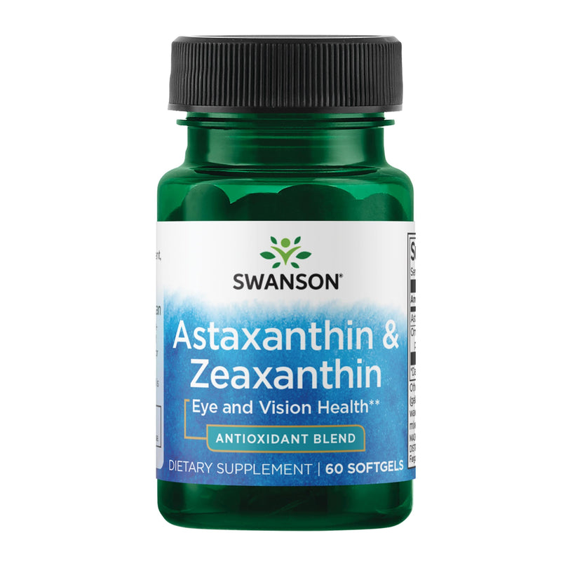 [Australia] - Swanson Astaxanthin & Zeaxanthin Eye Vision Brain Skin Health Antioxidant Support Supplement (Astaxanthin 4 mg & OmniXan Zeaxanthin 4 mg) 60 Softgels Sgels 