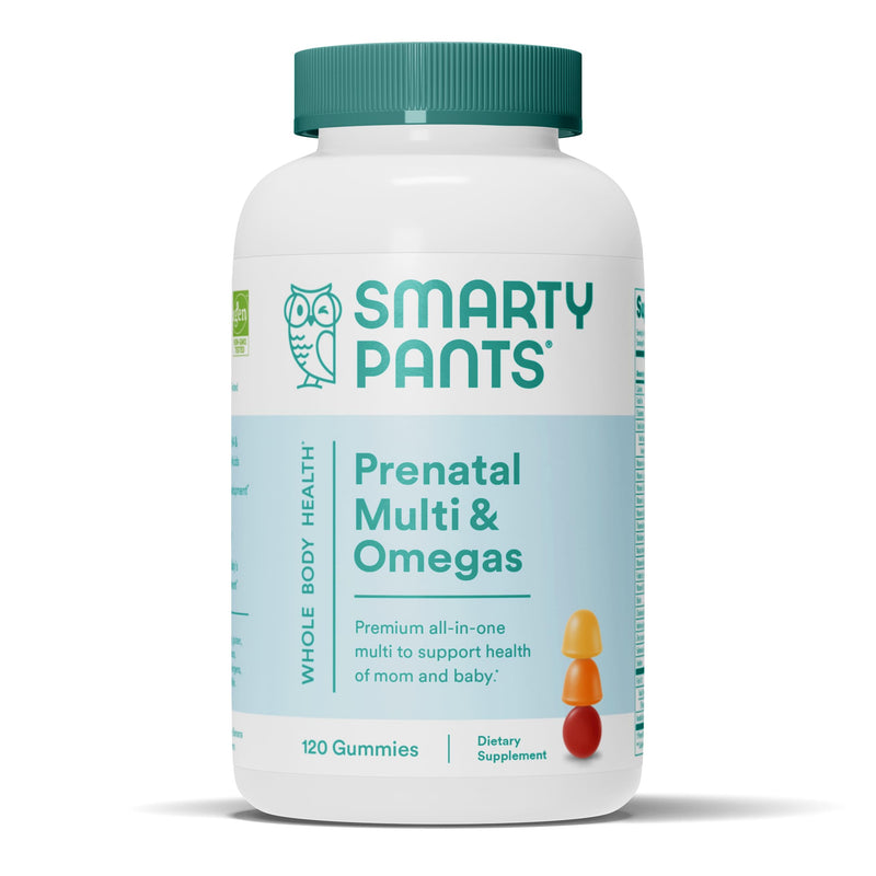 SmartyPants Prenatal Vitamins for Women, Multivitamin Gummies: Omega 3 Fish Oil (EPA/DHA), Biotin, Methylfolate, Vitamin D3, C, Vitamin B12, B6, A, K & Zinc, Inositol, 120 Count (30 Day Supply) 30 Servings Discontinued - 30 Day Supply