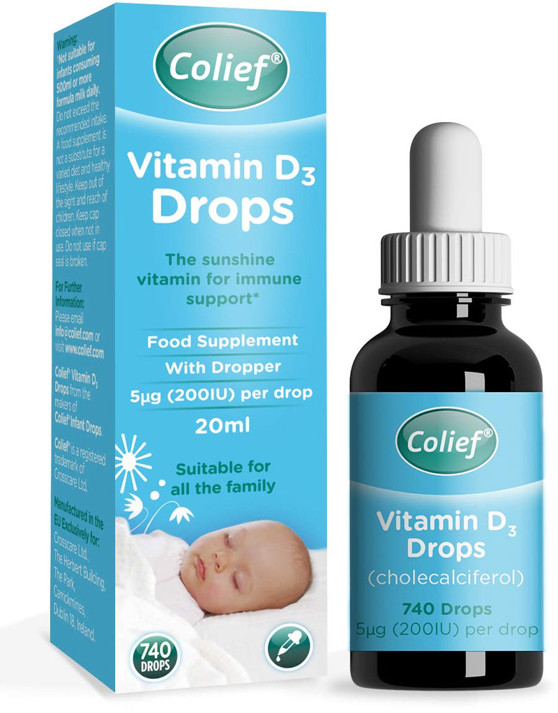 [Australia] - Colief Vitamin D 3 Drops | The Infant's Sunshine Vitamin for Immune Support | Liquid VIT D3 Supplement for Babies from Birth | Suitable for All The Family | 370 Servings | 0.67 Fl Oz 