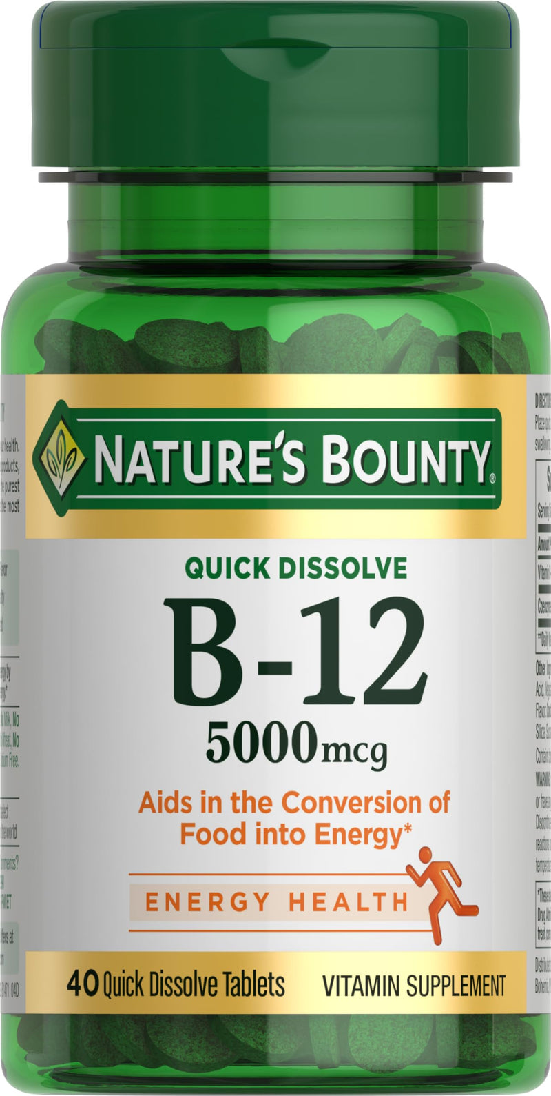 Nature's Bounty Vitamin B12 5000 mcg Quick Dissolve, 40ct Cherry 40 Count (Pack of 1)