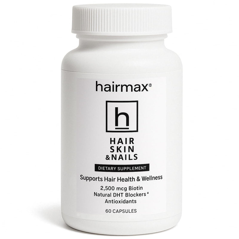 Hairmax Hair, Skin & Nails Dietary Supplement, 2500mcg Biotin, 60 Capsules | Hair Loss & Hair Regrowth Treatment with DHT Blocker, MSM & Antioxidants 60 Count (Pack of 1)