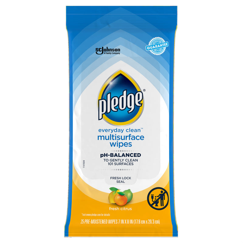 [Australia] - Pledge Multisurface Furniture Polish Wipes, Works on Wood, Granite, and Leather, Cleans and Protects, Fresh Citrus - Pack of 1 (25 Total Wipes) 25 Count (Pack of 1) 