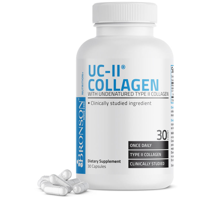 Bronson UC-II Undenatured Type II Collagen Joint Support, 30 Capsules | 40 mg UC-II Standardized Cartilage, 10 mg Total Collagen, Clinically Studied, Once-Daily