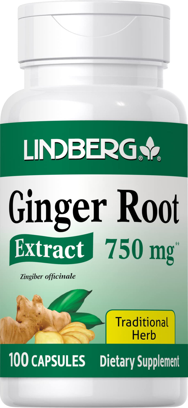 [Australia] - Lindberg Ginger Root Capsules | 750 mg | 100 Count | Non-GMO, Gluten Free Supplement 