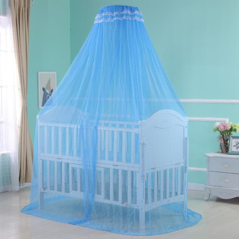 [Australia] - Baby Infant Toddler Bed Dome Cots Mosquito Netting Hanging Bed Net Mosquito Bar Frame Palace-Style Crib Bedding Set (Blue Mosquito Netting Only, Without Stand) Blue 