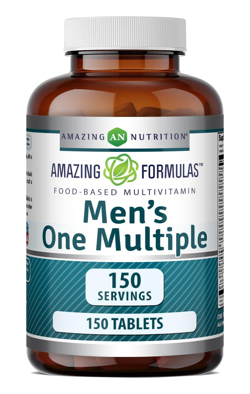 Amazing Formulas Men's One Multivitamin Supplement | Food Based | 150 Tablets | Perfect Blend of Vitamins, Minerals & Probiotics | Non-GMO | Gluten-Free | Made in USA Unflavored 150 Count (Pack of 1)