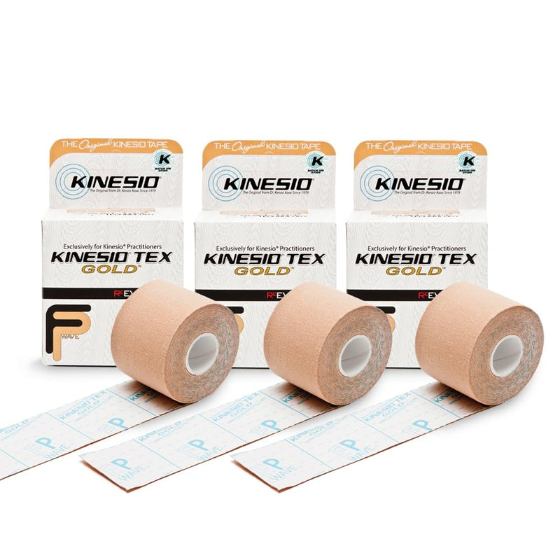 [Australia] - Kinesio Taping - Elastic Therapeutic Athletic Tape Tex Gold FP - Beige – 2 in. x 16.4 ft - 3 pack 