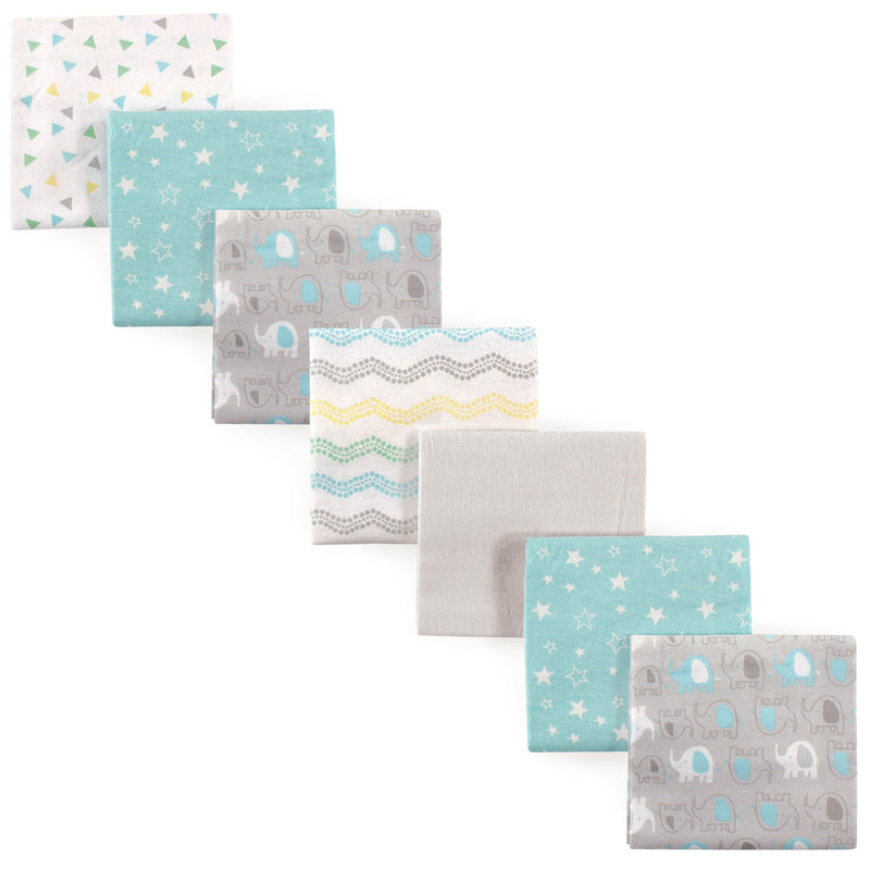 [Australia] - Luvable Friends Unisex Baby Cotton Flannel Receiving Blankets, Basic Elephant 7-Pack, One Size 