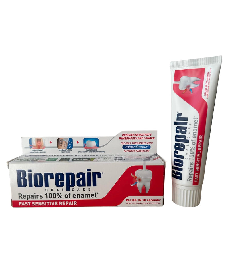[Australia] - Biorepair: "Fast Sensitive Repair" Toothpaste with microRepair * 2.5 Fluid Ounce (75ml) Tube (Pack of 4) * [ Italian Import ] 