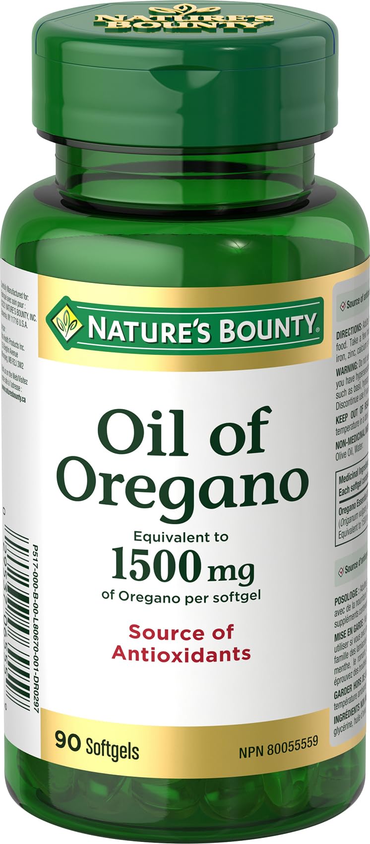 [Australia] - Nature's Bounty Oil of Oregano 1500 mg 90 Liquid Softgels (Packaging May Vary) 
