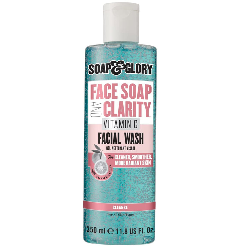Soap & Glory Face Soap & Clarity, 3-in-1 Cleansing Gel, 11.8 oz | Multi-Use Vitamin C Facial Wash, Makeup Remover & Gentle Exfoliator, Purifies, Brightens & Hydrates Dull Skin, Sulfate-Free 11.8 Fl Oz (Pack of 1)