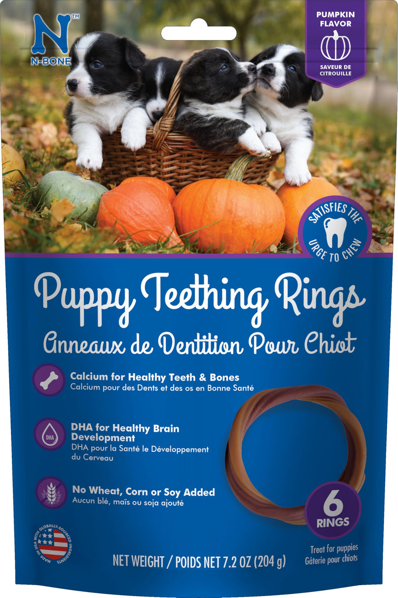 N-Bone Puppy Teething Ring Pumpkin Flavor 7.2 Oz/(6 Count) 1.2 Ounce (Pack of 6) - PawsPlanet Australia