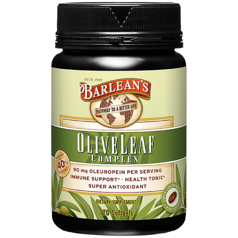 [Australia] - Barlean's Olive Leaf Complex Softgels Immune Support Supplement with 90 mg Oleuropein Antioxidants, Concentrated Heart Health & Immunity Booster Pills, 120 Count Natural Olive Leaf Softgel 120 Count (Pack of 1) 