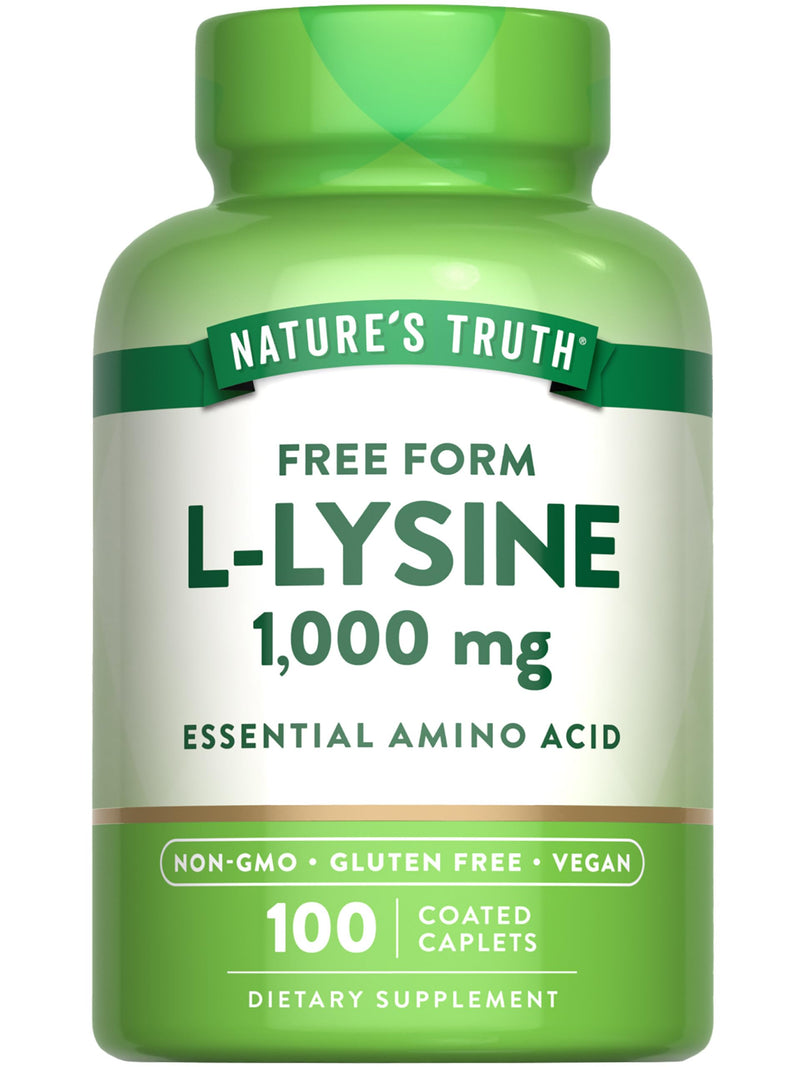 [Australia] - Nature's Truth L Lysine 1000mg | 100 Coated Caplets | Free Form | Vegetarian, Non-GMO, & Gluten Free Supplement 