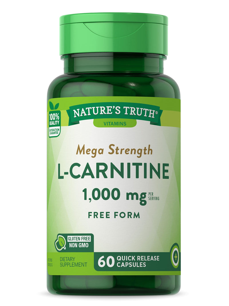 [Australia] - L Carnitine 1000mg | 60 Capsules | Mega Strength | Free Form | Non-GMO & Gluten Free Supplement | by Nature's Truth 