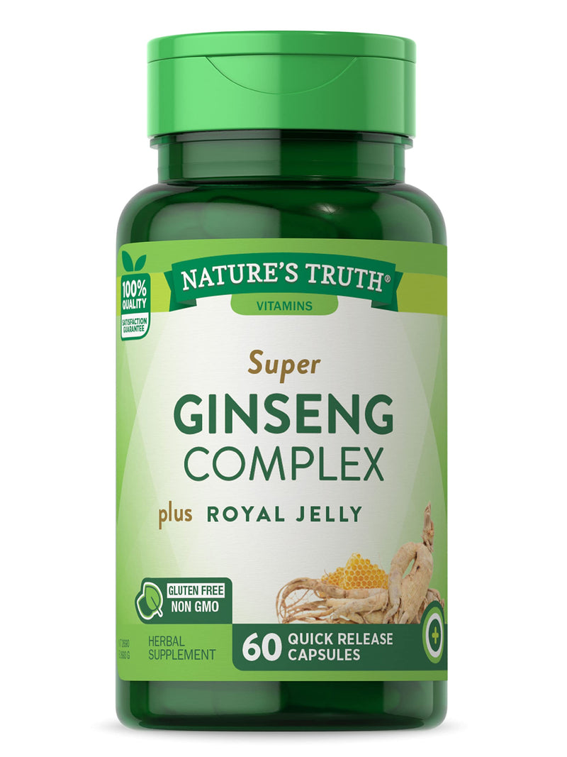 [Australia] - Super Ginseng Complex | 60 Capsules | with Royal Jelly | from Ginseng Extract | Non-GMO, Gluten Free Supplement | by Nature's Truth 