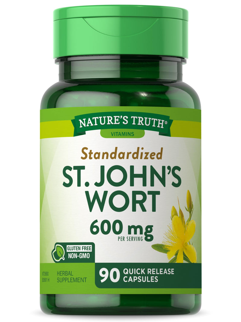 [Australia] - St Johns Wort Capsules | 600mg | 90 Count | Standardized Extract | Non-GMO & Gluten Free Supplement | by Nature's Truth 