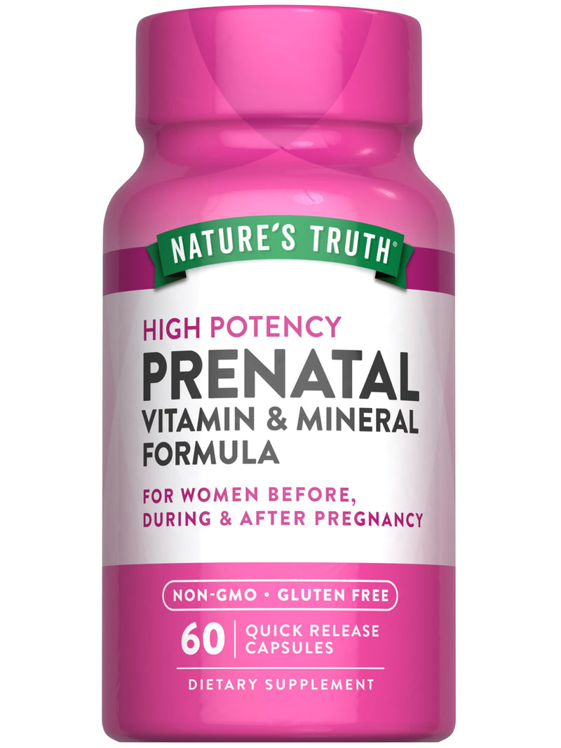 [Australia] - Nature's Truth Prenatal Vitamins With Folic Acid | 60 Capsules | Non-GMO & Gluten Free Supplement 60 Count (Pack of 1) 