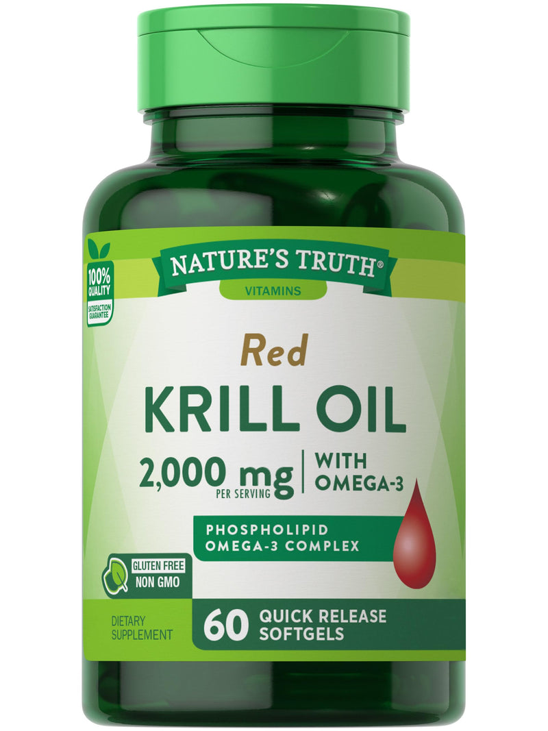[Australia] - Krill Oil 2000mg Softgels | 60 Count | Omega-3 Supplement with EPA & DHA | Non-GMO & Gluten Free | by Nature's Truth 