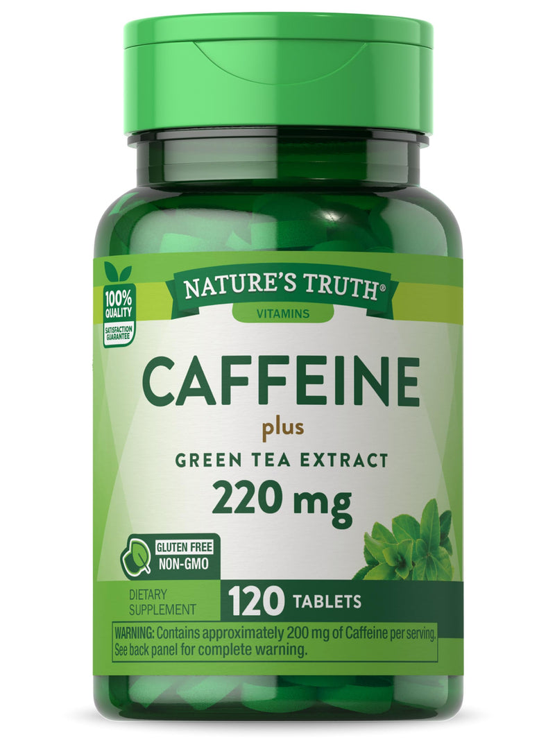 [Australia] - Caffeine Pills | 220mg | 120 Count | with Green Tea Extract | Vegetarian, Non-GMO & Gluten Free Supplement | by Nature's Truth 