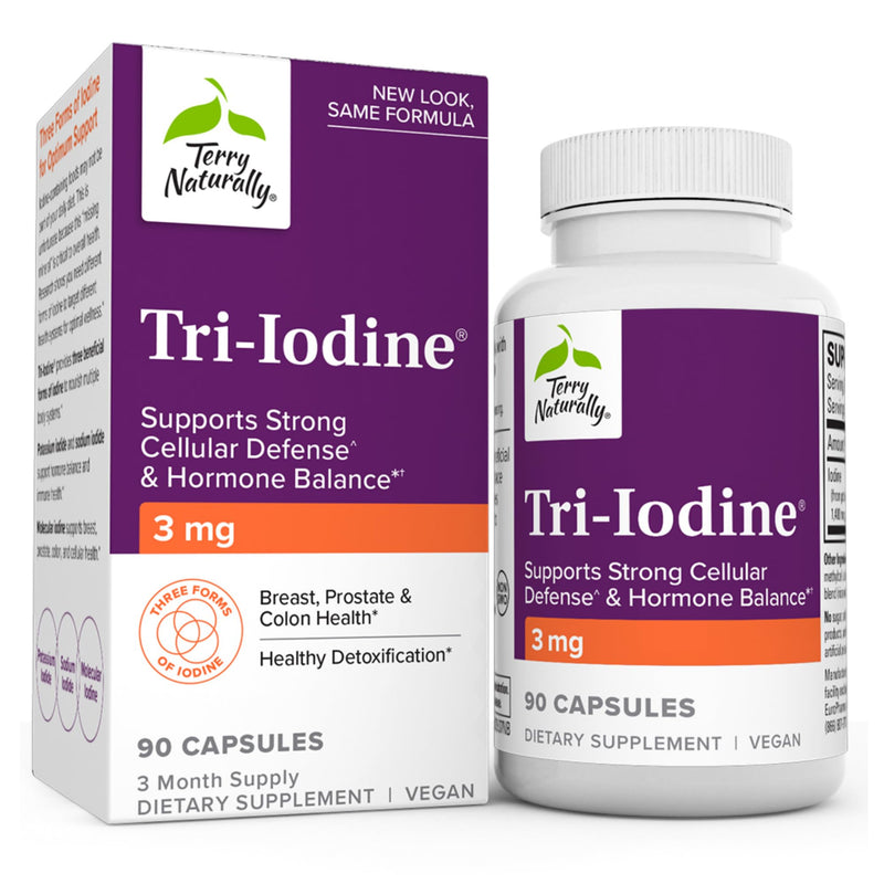 [Australia] - Terry Naturally Tri-Iodine 3 mg - 90 Capsules - Supports Strong Cellular Defense & Hormone Balance - Non-GMO, Vegan, Kosher, Gluten Free - 90 Servings 