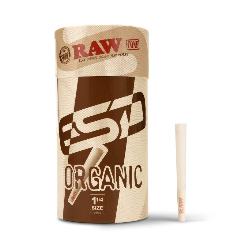 [Australia] - RAW Cones Organic 1-1/4 Size | 100 Pack | Pre Rolled Rolling Paper with Tips & Packing Tubes Included 